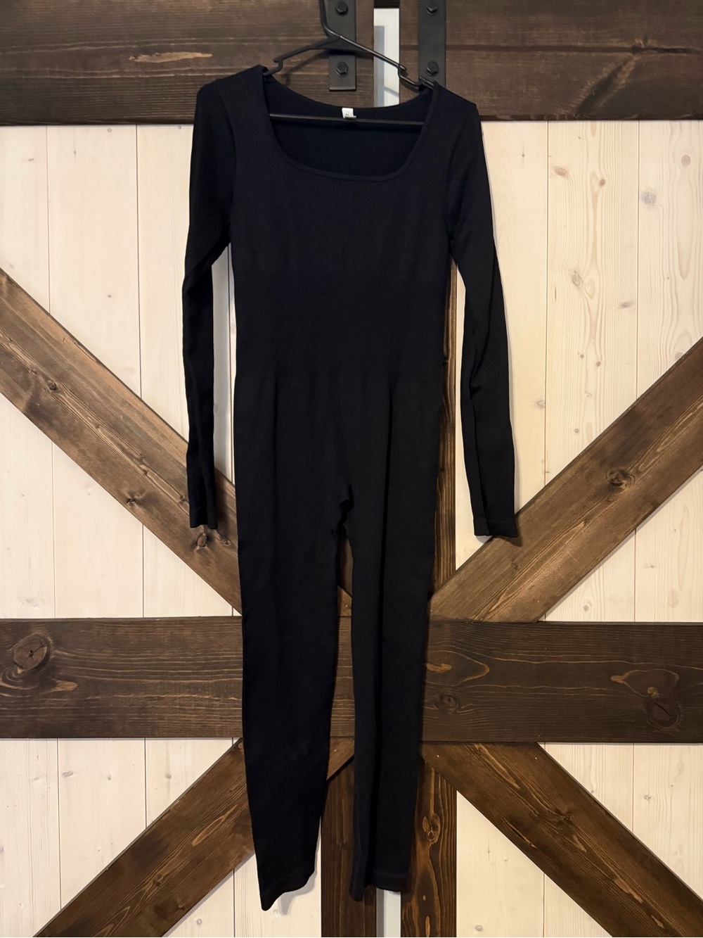 Black Long-Sleeve One-Piece Jumpsuit
